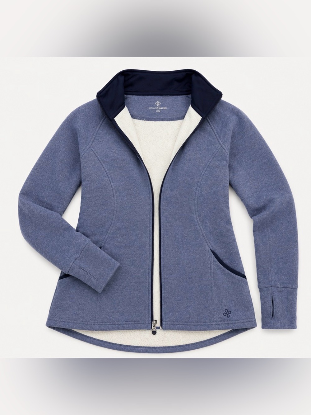 Denver Hayes Blue and Cream Sherpa-Lined Fleece Jacket